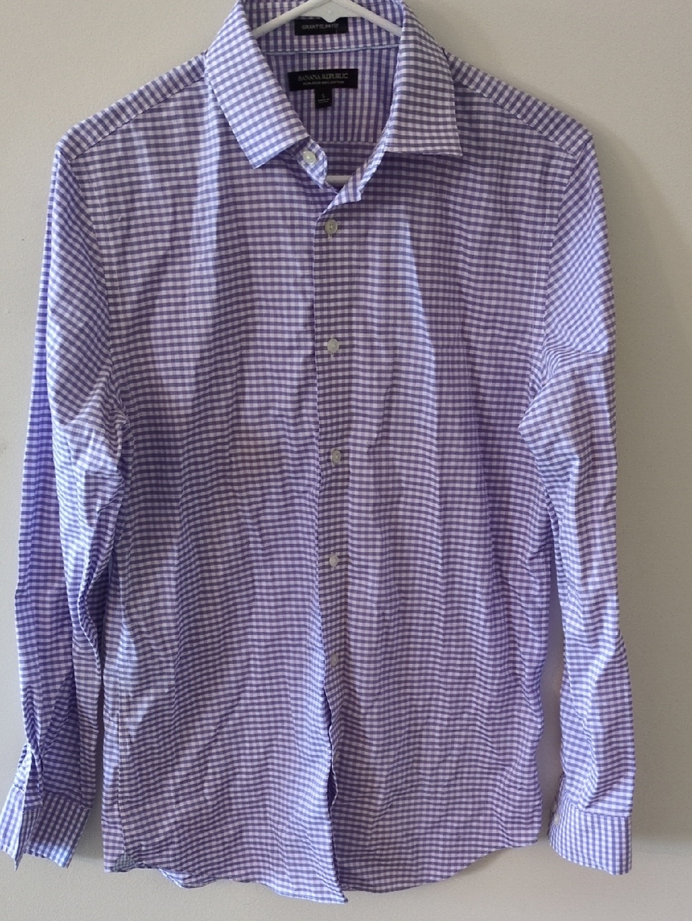 Banana Republic Lavender Gingham Slim Fit Dress Shirt